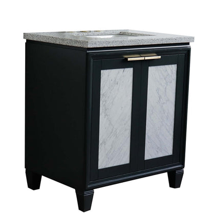 31" Single sink vanity in Dark Gray finish with Gray granite with rectangle sink - 400990-31-DG-GYR