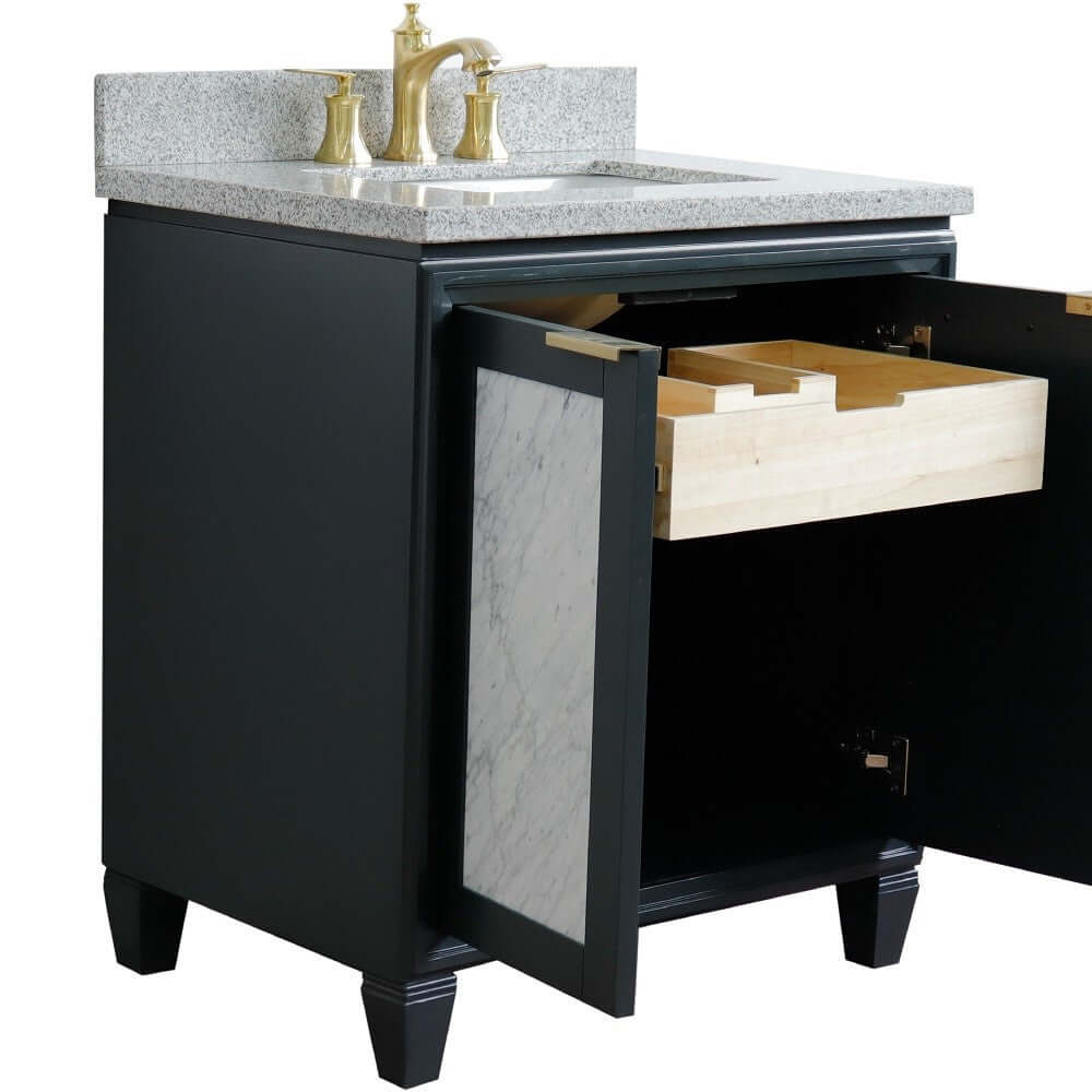 31" Single sink vanity in Dark Gray finish with Gray granite with rectangle sink - 400990-31-DG-GYR