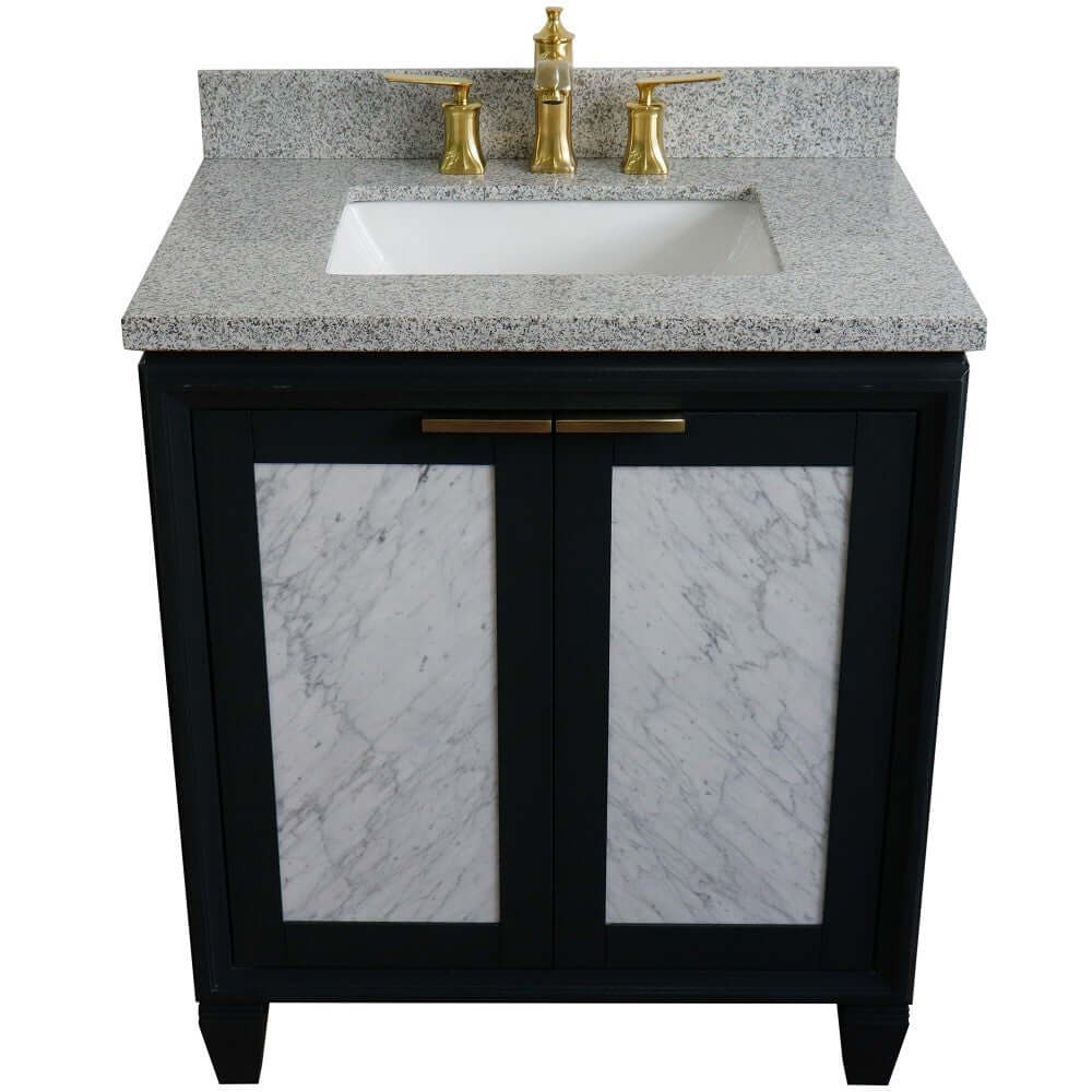 31" Single sink vanity in Dark Gray finish with Gray granite with rectangle sink - 400990-31-DG-GYR