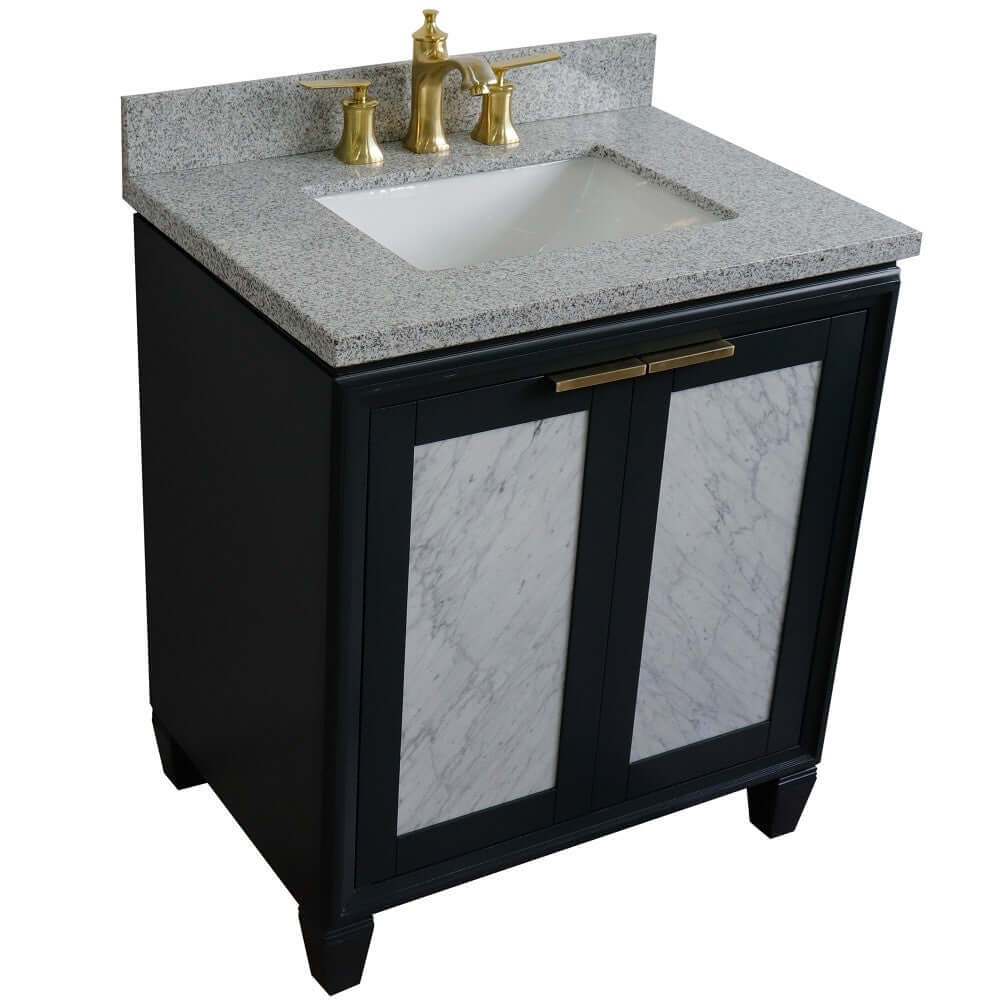 31" Single sink vanity in Dark Gray finish with Gray granite with rectangle sink - 400990-31-DG-GYR