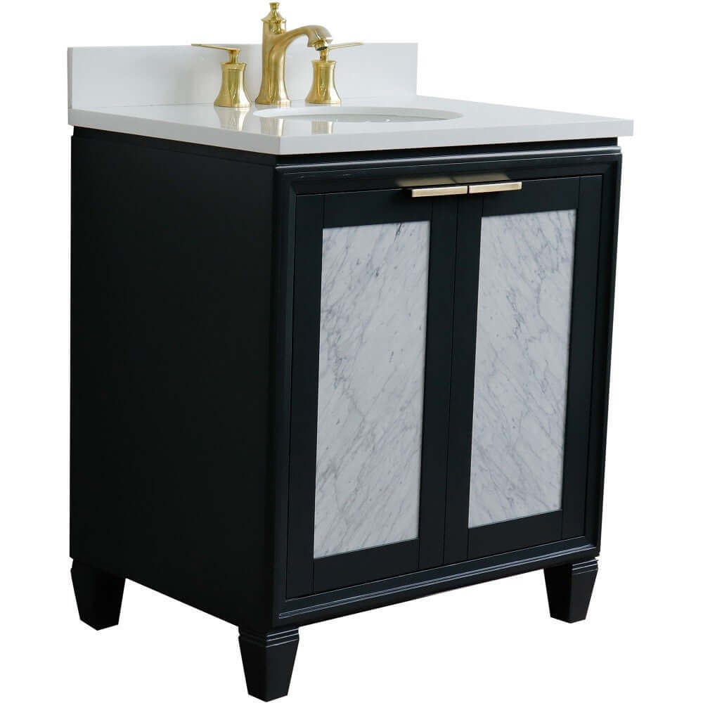 31" Single sink vanity in Dark Gray finish with White quartz with oval sink - 400990-31-DG-WEO