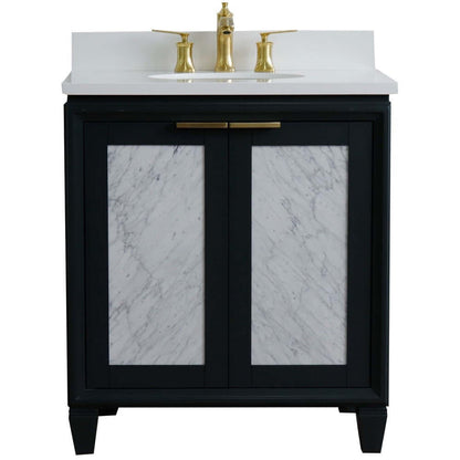 31" Single sink vanity in Dark Gray finish with White quartz with oval sink - 400990-31-DG-WEO