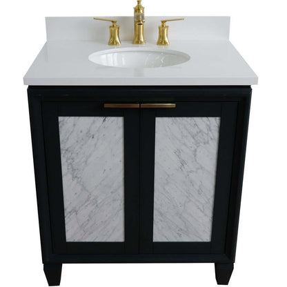 31" Single sink vanity in Dark Gray finish with White quartz with oval sink - 400990-31-DG-WEO