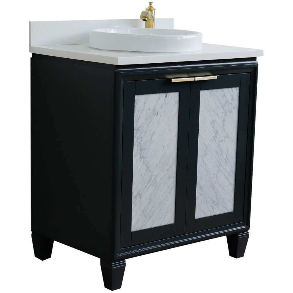 31" Single sink vanity in Dark Gray finish with White quartz with round sink - 400990-31-DG-WERD