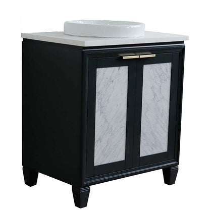 31" Single sink vanity in Dark Gray finish with White quartz with round sink - 400990-31-DG-WERD