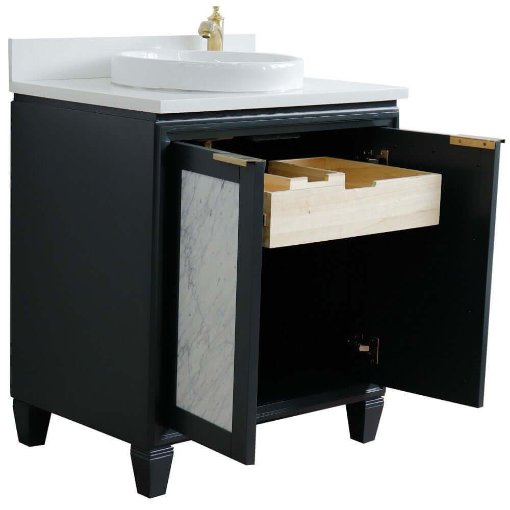 31" Single sink vanity in Dark Gray finish with White quartz with round sink - 400990-31-DG-WERD