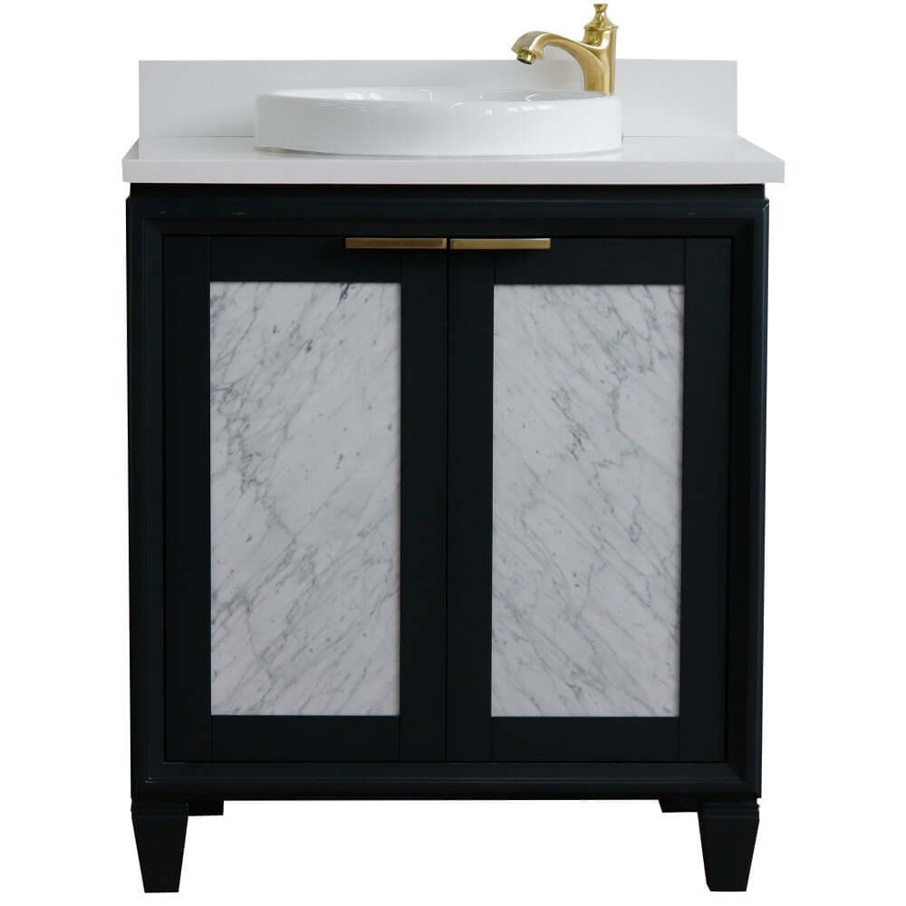 31" Single sink vanity in Dark Gray finish with White quartz with round sink - 400990-31-DG-WERD