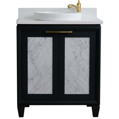 31" Single sink vanity in Dark Gray finish with White quartz with round sink - 400990-31-DG-WERD