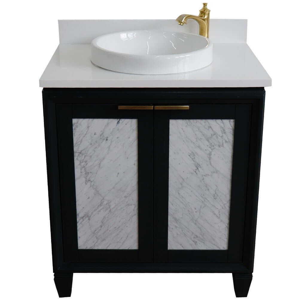 31" Single sink vanity in Dark Gray finish with White quartz with round sink - 400990-31-DG-WERD