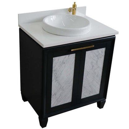 31" Single sink vanity in Dark Gray finish with White quartz with round sink - 400990-31-DG-WERD