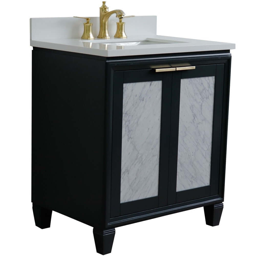 31" Single sink vanity in Dark Gray finish with White quartz with rectangle sink - 400990-31-DG-WER