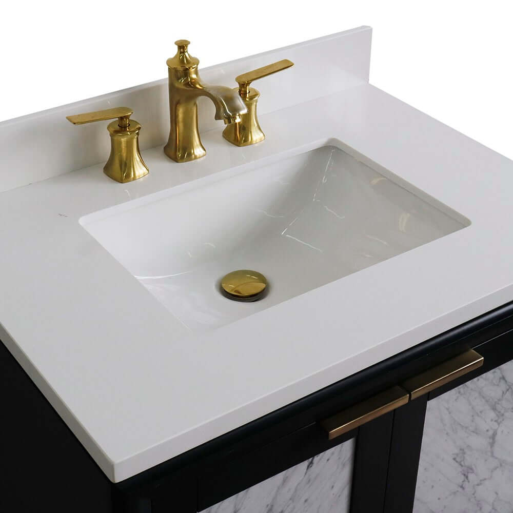 31" Single sink vanity in Dark Gray finish with White quartz with rectangle sink - 400990-31-DG-WER