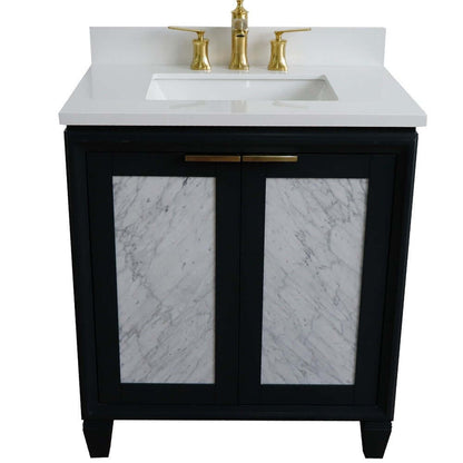 31" Single sink vanity in Dark Gray finish with White quartz with rectangle sink - 400990-31-DG-WER