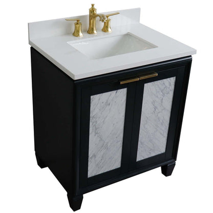 31" Single sink vanity in Dark Gray finish with White quartz with rectangle sink - 400990-31-DG-WER