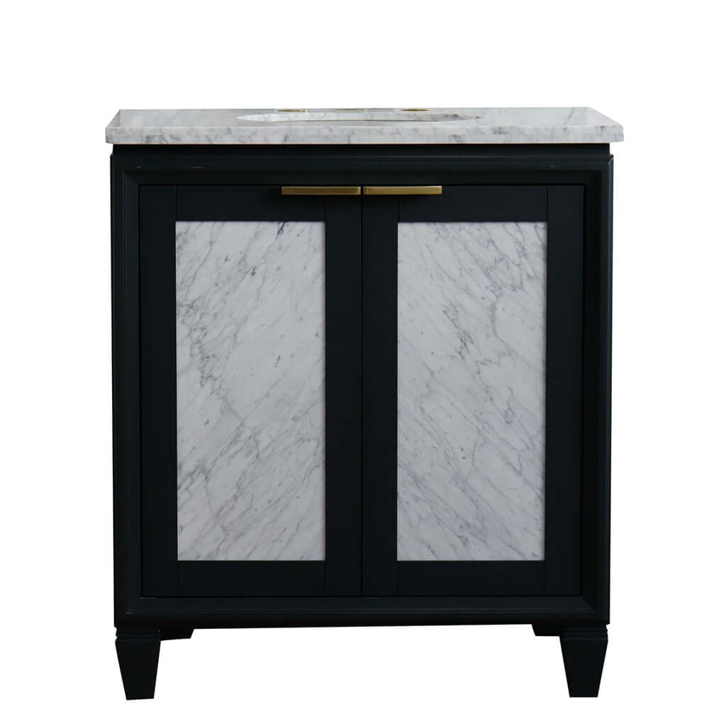 31" Single sink vanity in Dark Gray finish with White Carrara marble with oval sink - 400990-31-DG-WMO