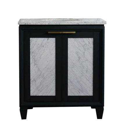 31" Single sink vanity in Dark Gray finish with White Carrara marble with oval sink - 400990-31-DG-WMO