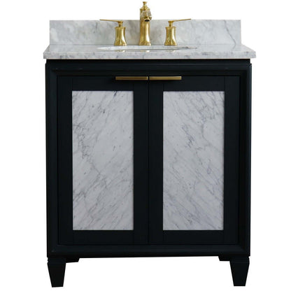 31" Single sink vanity in Dark Gray finish with White Carrara marble with oval sink - 400990-31-DG-WMO