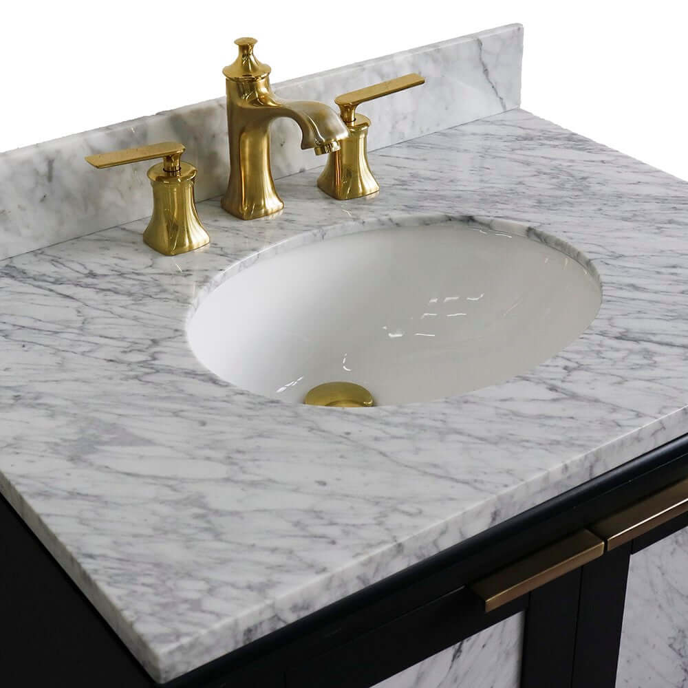 31" Single sink vanity in Dark Gray finish with White Carrara marble with oval sink - 400990-31-DG-WMO