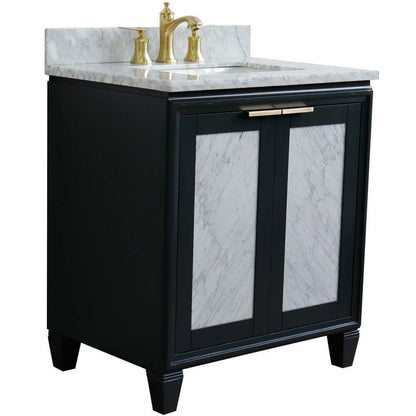 31" Single sink vanity in Dark Gray finish with White Carrara marble with rectangle sink - 400990-31-DG-WMR