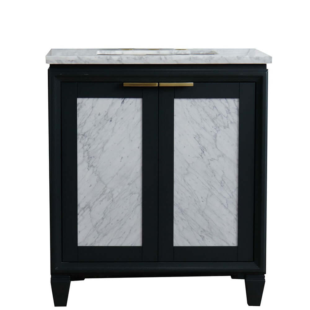 31" Single sink vanity in Dark Gray finish with White Carrara marble with rectangle sink - 400990-31-DG-WMR