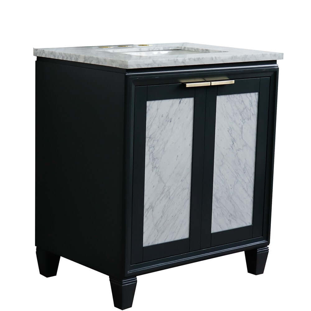 31" Single sink vanity in Dark Gray finish with White Carrara marble with rectangle sink - 400990-31-DG-WMR