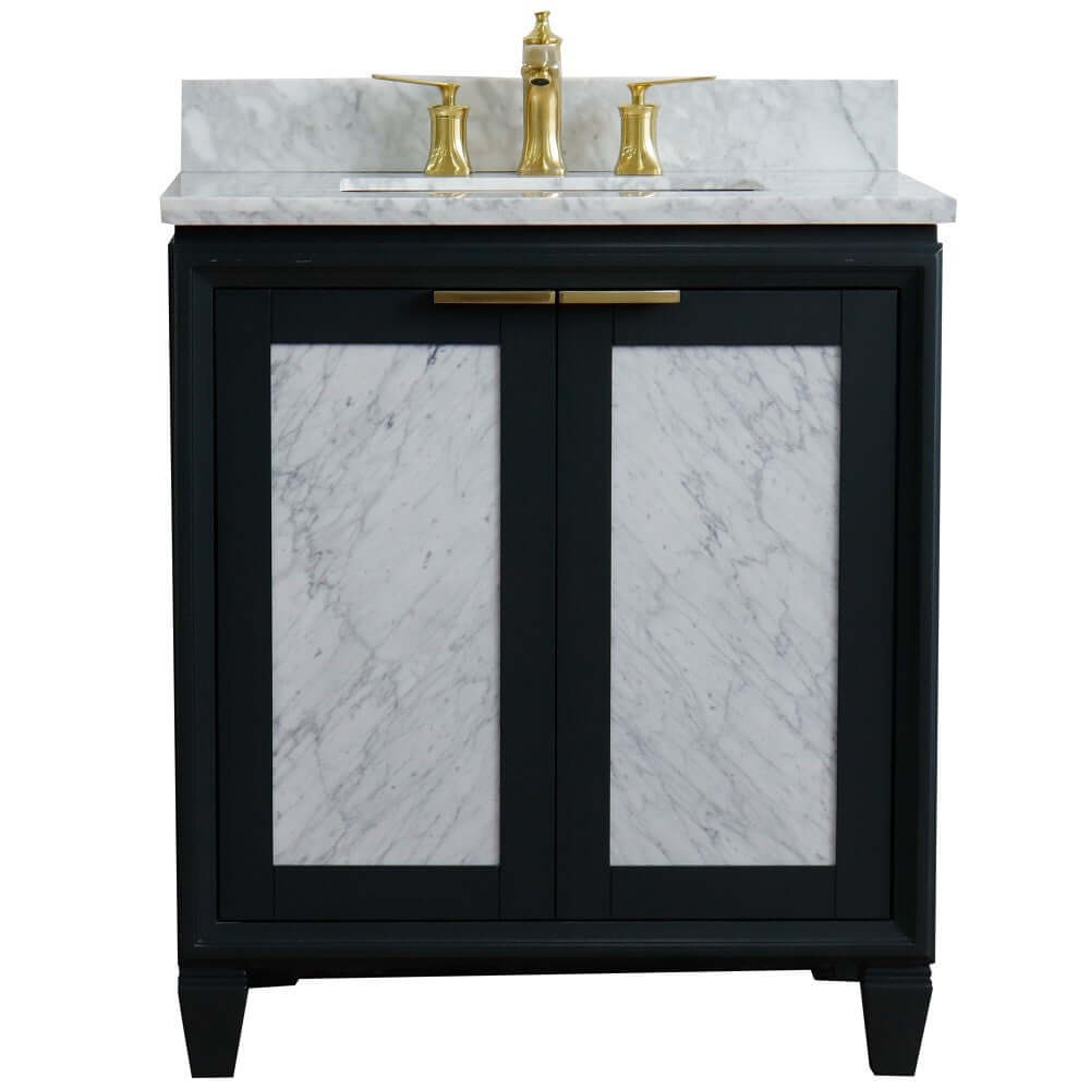 31" Single sink vanity in Dark Gray finish with White Carrara marble with rectangle sink - 400990-31-DG-WMR