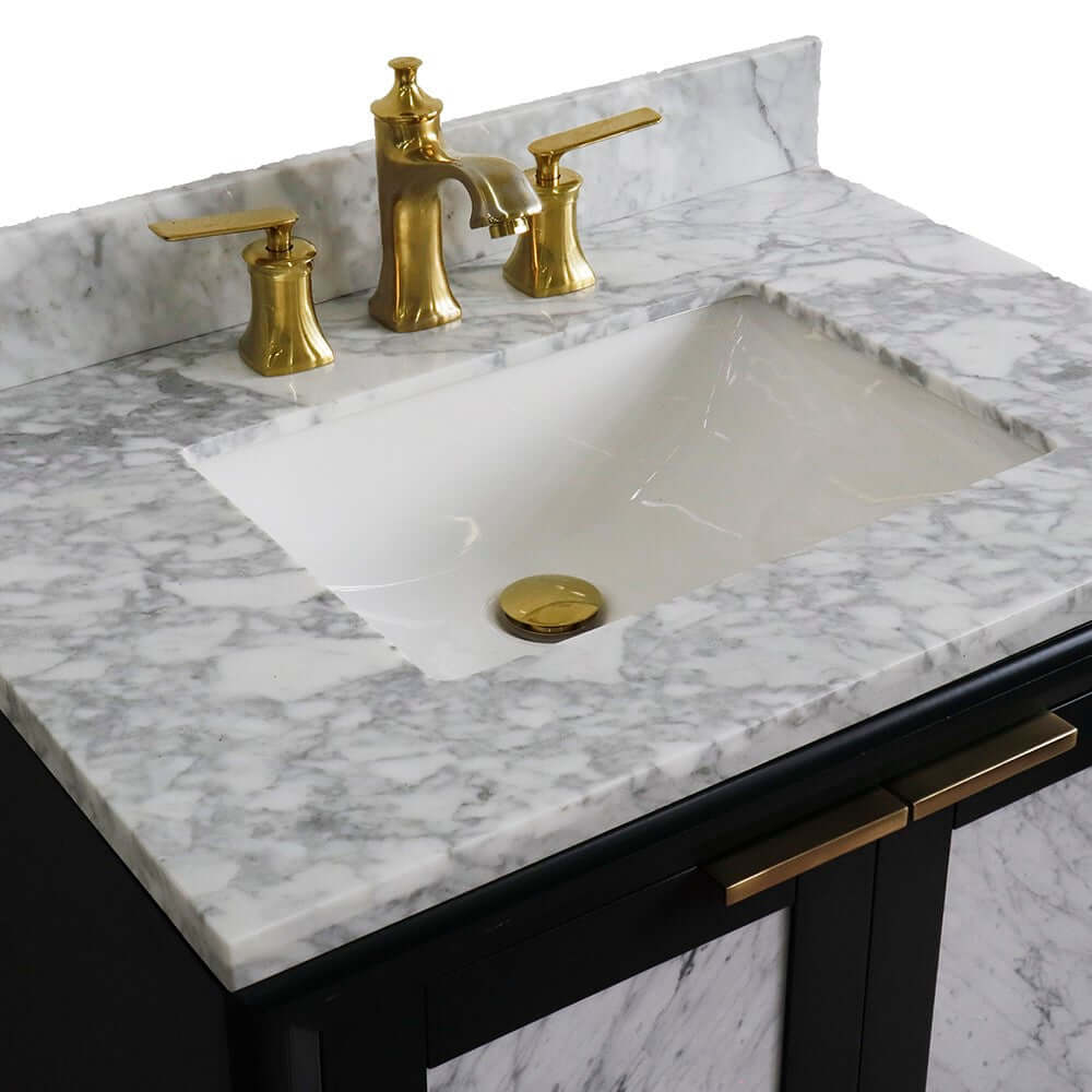 31" Single sink vanity in Dark Gray finish with White Carrara marble with rectangle sink - 400990-31-DG-WMR