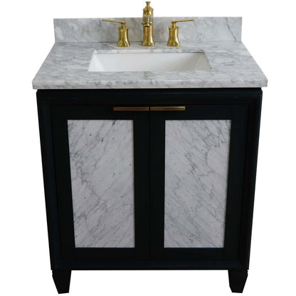 31" Single sink vanity in Dark Gray finish with White Carrara marble with rectangle sink - 400990-31-DG-WMR