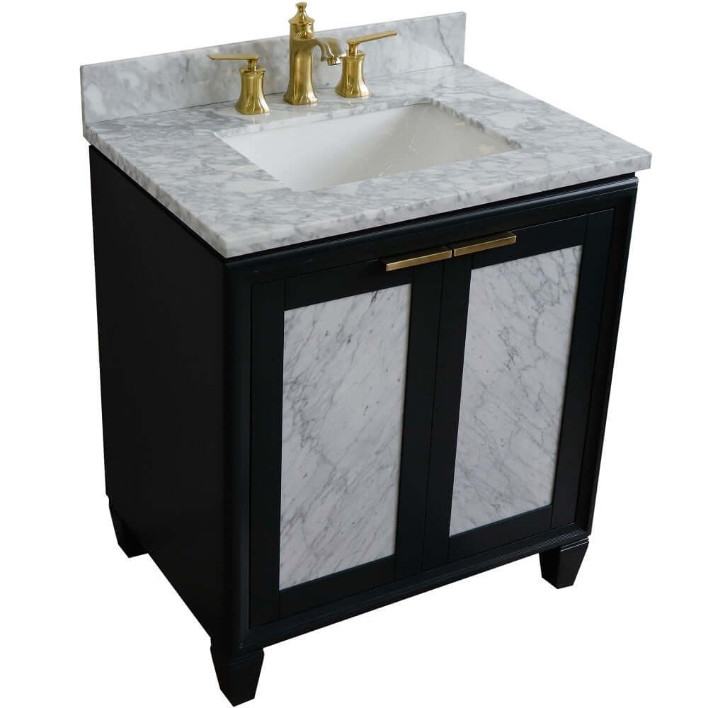 31" Single sink vanity in Dark Gray finish with White Carrara marble with rectangle sink - 400990-31-DG-WMR