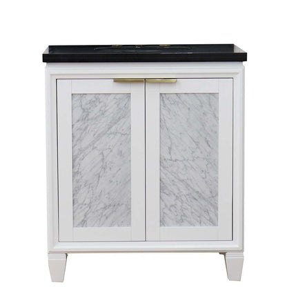 31" Single sink vanity in White finish with Black galaxy granite with oval sink - 400990-31-WH-BGO