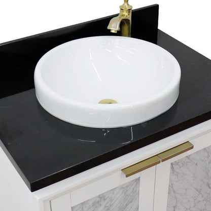 31" Single sink vanity in White finish with Black galaxy granite with round sink - 400990-31-WH-BGRD