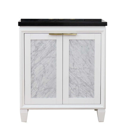 31" Single sink vanity in White finish with Black galaxy granite with rectangle sink - 400990-31-WH-BGR