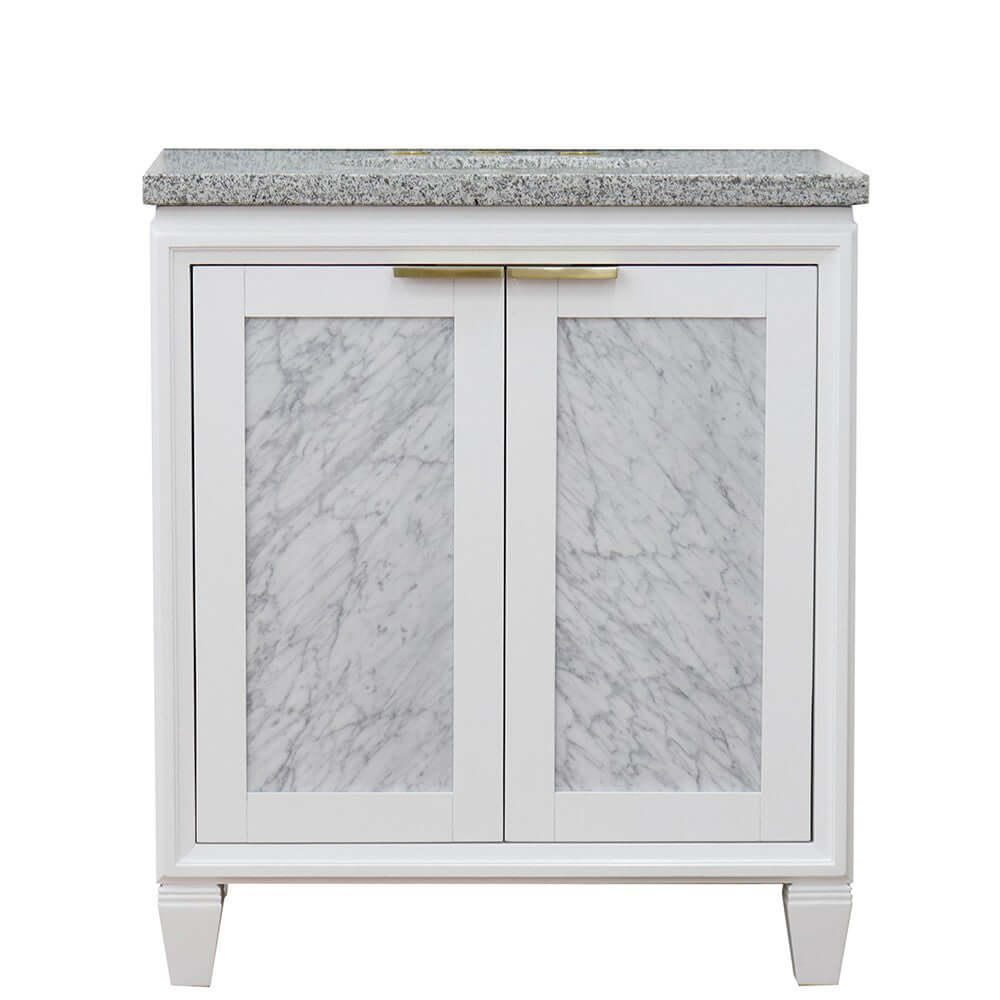 31" Single sink vanity in White finish with Gray granite with oval sink - 400990-31-WH-GYO