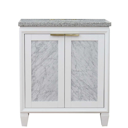 31" Single sink vanity in White finish with Gray granite with oval sink - 400990-31-WH-GYO