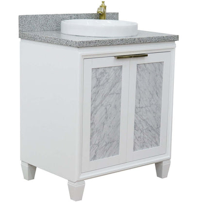 31" Single sink vanity in White finish with Gray granite with round sink - 400990-31-WH-GYRD