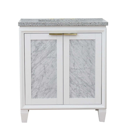 31" Single sink vanity in White finish with Gray granite with rectangle sink - 400990-31-WH-GYR