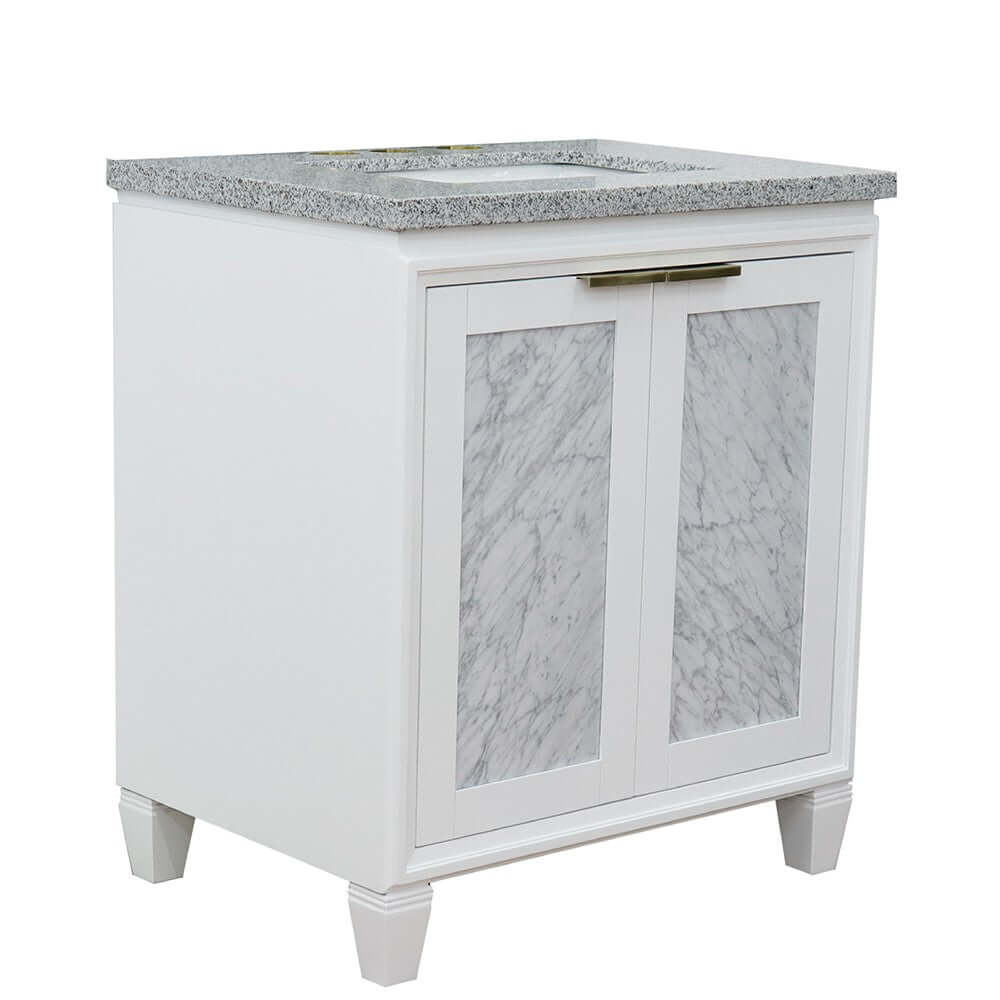 31" Single sink vanity in White finish with Gray granite with rectangle sink - 400990-31-WH-GYR