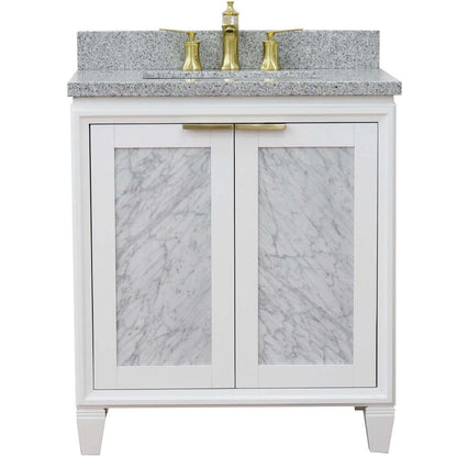 31" Single sink vanity in White finish with Gray granite with rectangle sink - 400990-31-WH-GYR