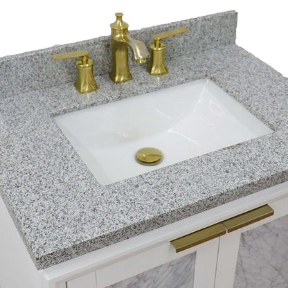 31" Single sink vanity in White finish with Gray granite with rectangle sink - 400990-31-WH-GYR