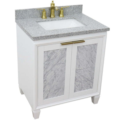 31" Single sink vanity in White finish with Gray granite with rectangle sink - 400990-31-WH-GYR