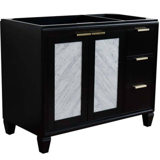 42" Single sink vanity in Black finish - Left door- Cabinet only - 400990-42L-BL