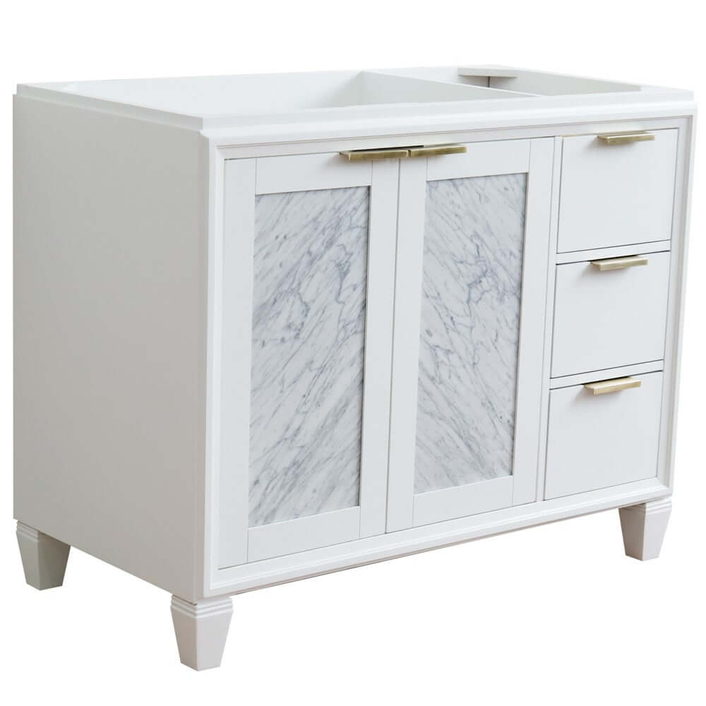 42" Single sink vanity in White finish - Left door- Cabinet only - 400990-42L-WH