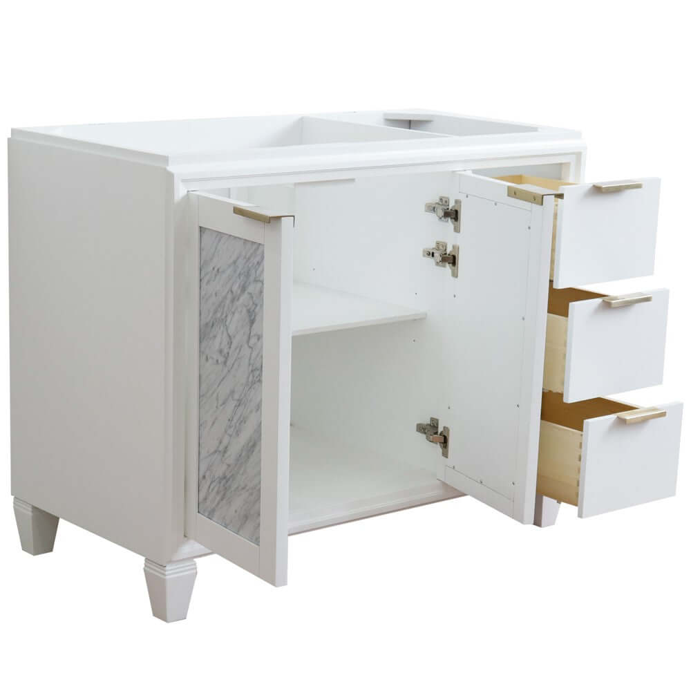 42" Single sink vanity in White finish - Left door- Cabinet only - 400990-42L-WH