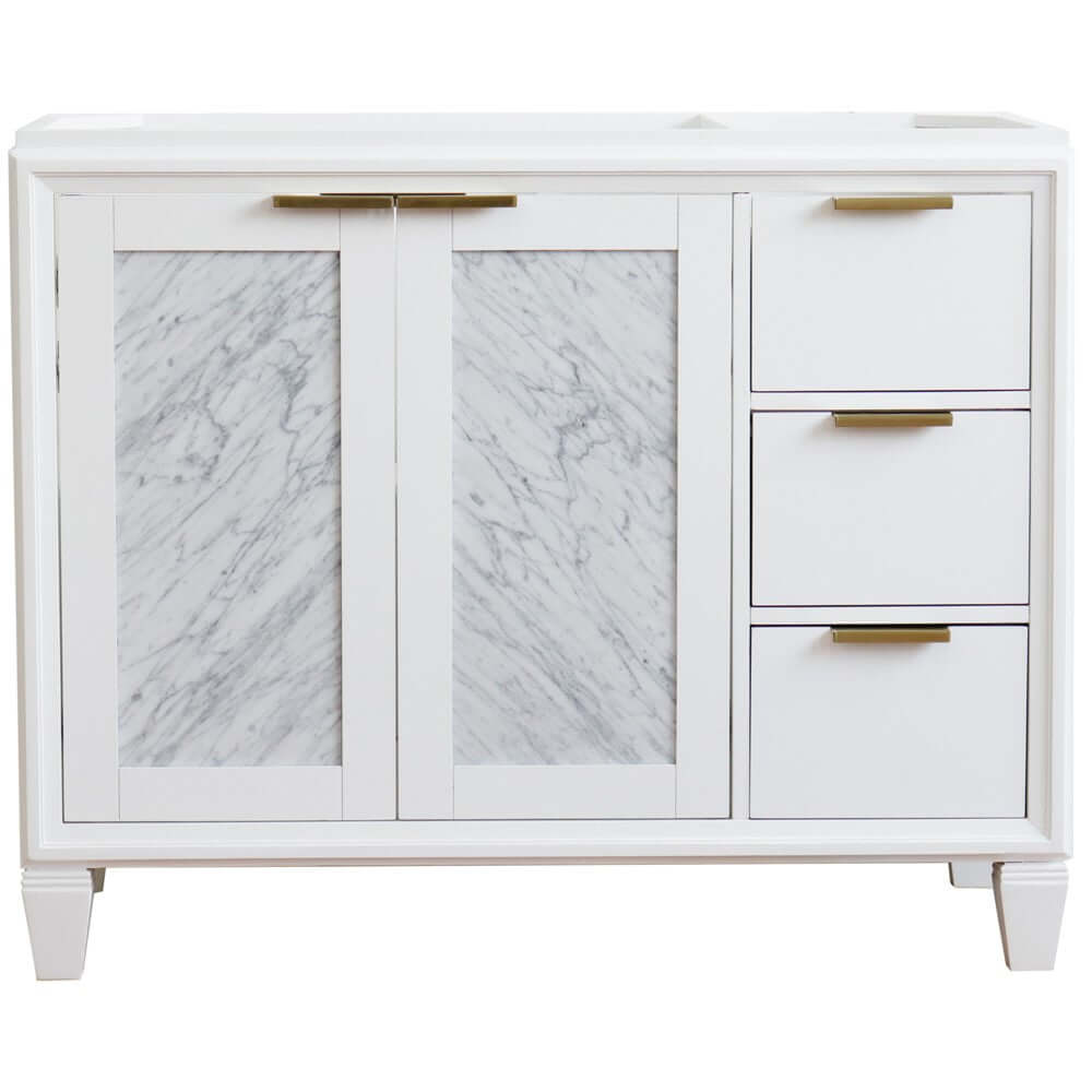 42" Single sink vanity in White finish - Left door- Cabinet only - 400990-42L-WH