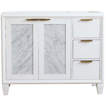 42" Single sink vanity in White finish - Left door- Cabinet only - 400990-42L-WH