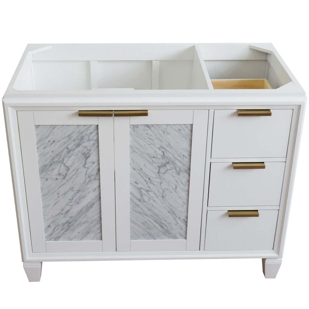 42" Single sink vanity in White finish - Left door- Cabinet only - 400990-42L-WH