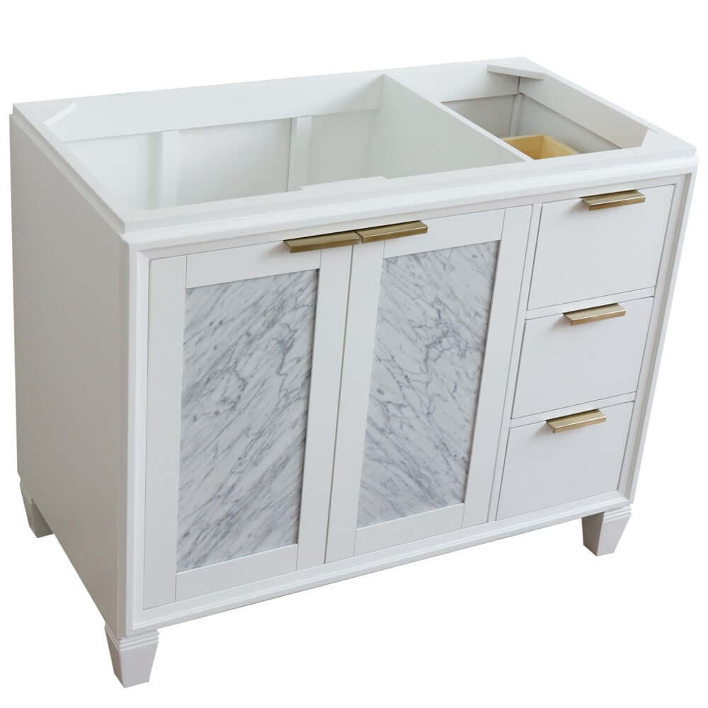 42" Single sink vanity in White finish - Left door- Cabinet only - 400990-42L-WH