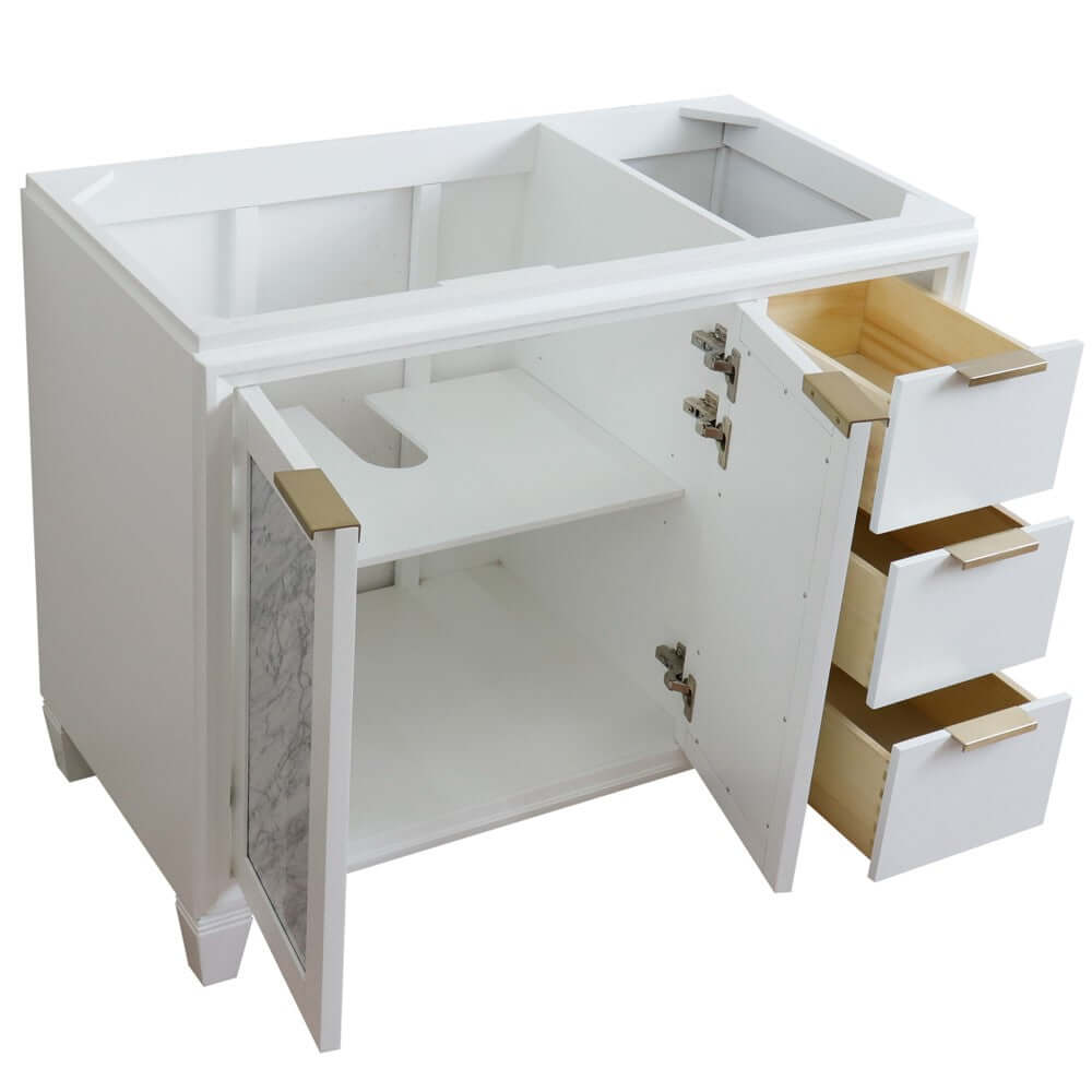 42" Single sink vanity in White finish - Left door- Cabinet only - 400990-42L-WH