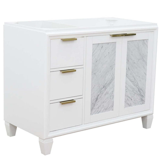 42" Single sink vanity in White finish - Right door- Cabinet only - 400990-42R-WH