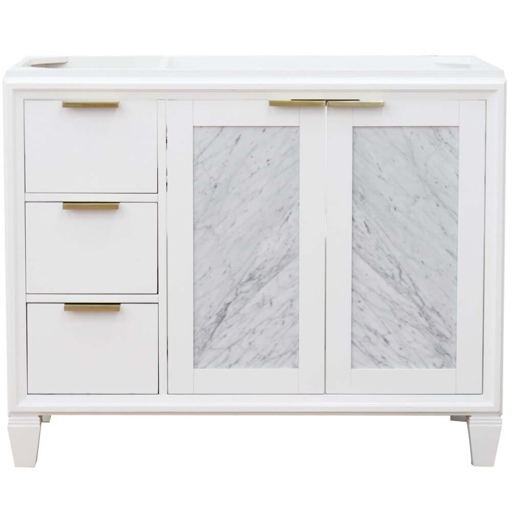 42" Single sink vanity in White finish - Right door- Cabinet only - 400990-42R-WH